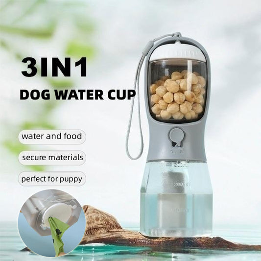 Three-in-one Multi-functional Pet Cups Water Food Garbage Bag