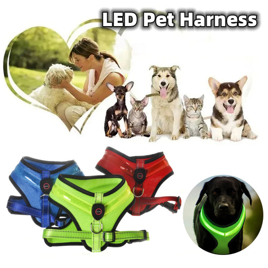 LED Luminous Pet Harness Led USB Charging Chest Strap Vest